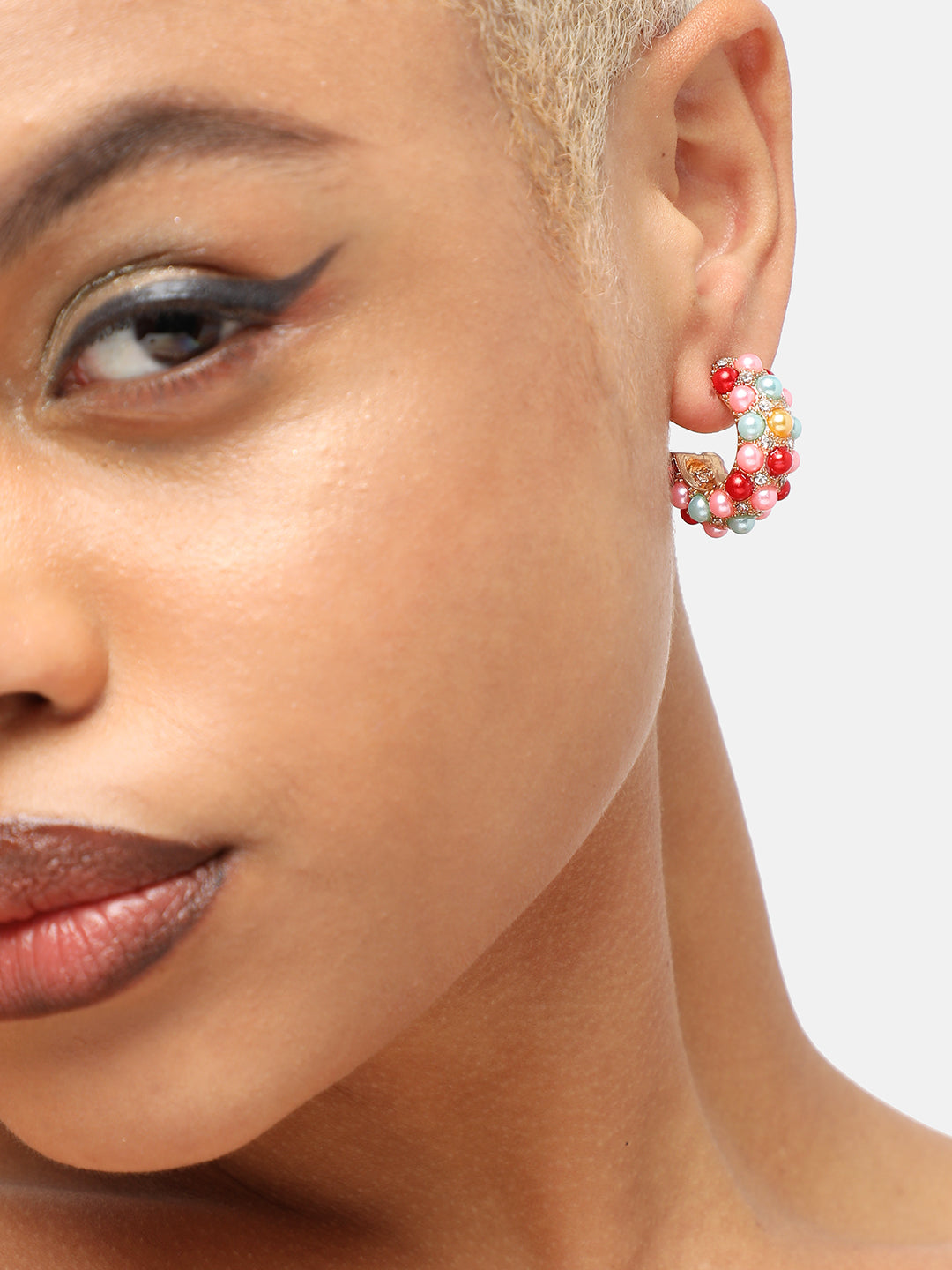GOLD PLATED PARTY DESIGNER STONE DROP EARRING FOR WOMEN
