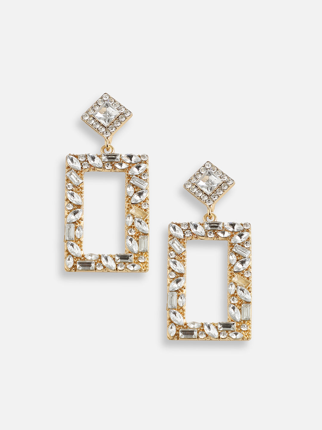 GOLD PLATED PARTY DESIGNER STONE DROP EARRING FOR WOMEN