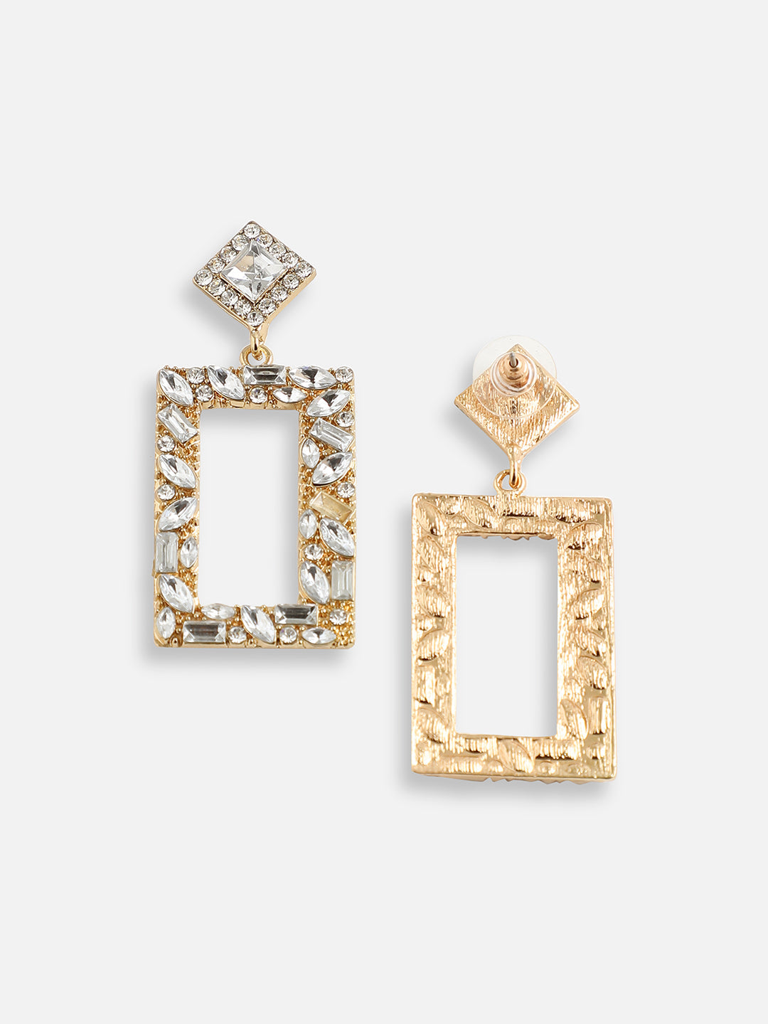 GOLD PLATED PARTY DESIGNER STONE DROP EARRING FOR WOMEN