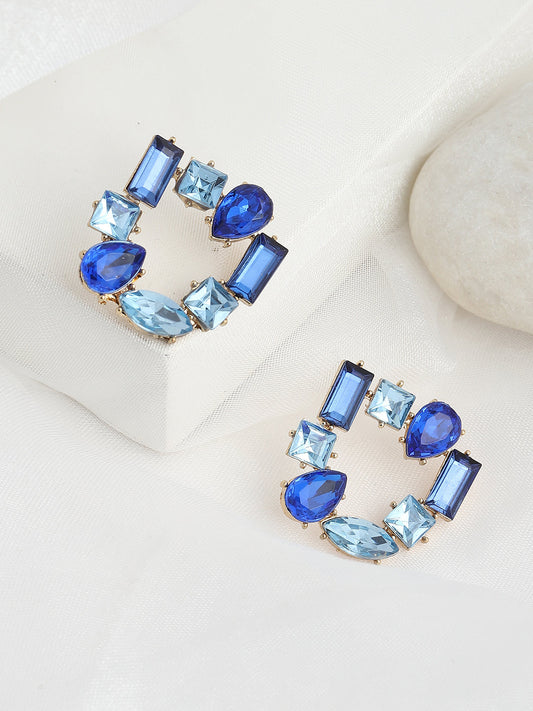 GOLD PLATED PARTY DESIGNER STONE STUD FOR WOMEN