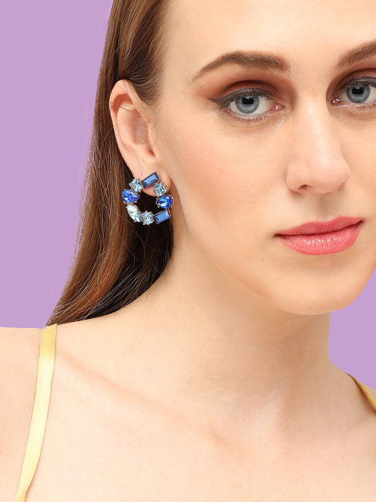 GOLD PLATED PARTY DESIGNER STONE STUD FOR WOMEN