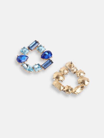 GOLD PLATED PARTY DESIGNER STONE STUD FOR WOMEN