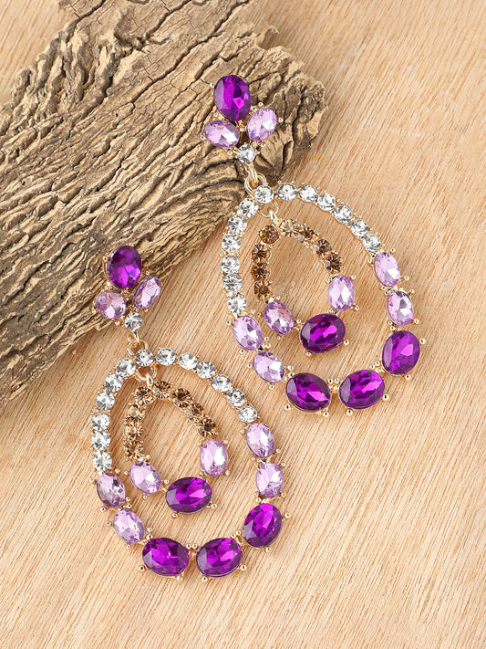 Purple Rhine Drop Earrings