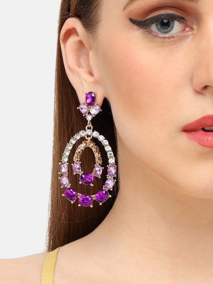 Purple Rhine Drop Earrings