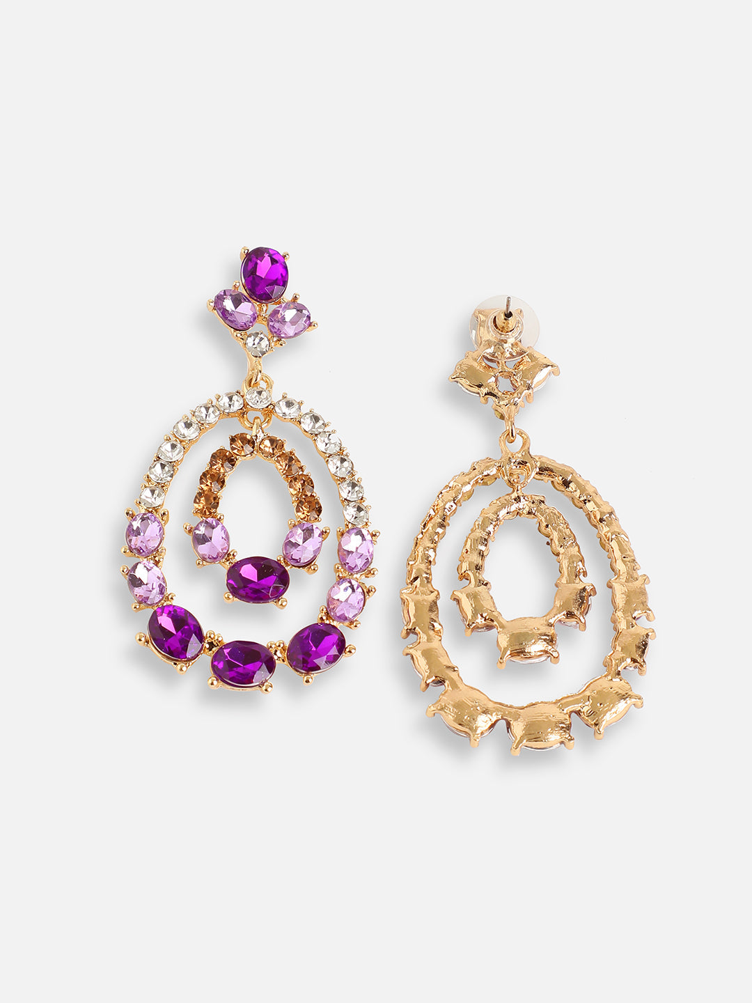 GOLD PLATED PARTY DESIGNER STONE DROP EARRING FOR WOMEN