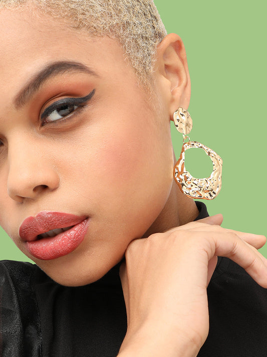 GOLD PLATED PARTY DESIGNER STONE DROP EARRING FOR WOMEN