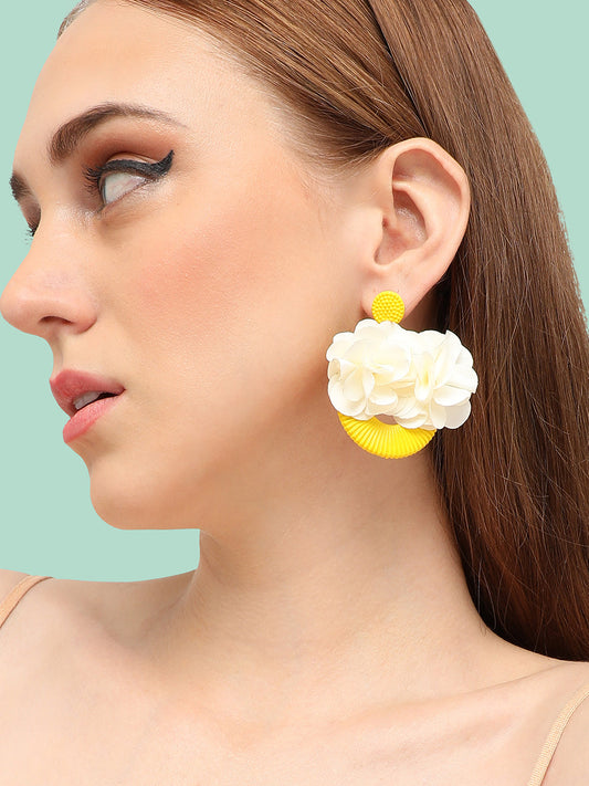GOLD PLATED PARTY DESIGNER STONE DROP EARRING FOR WOMEN