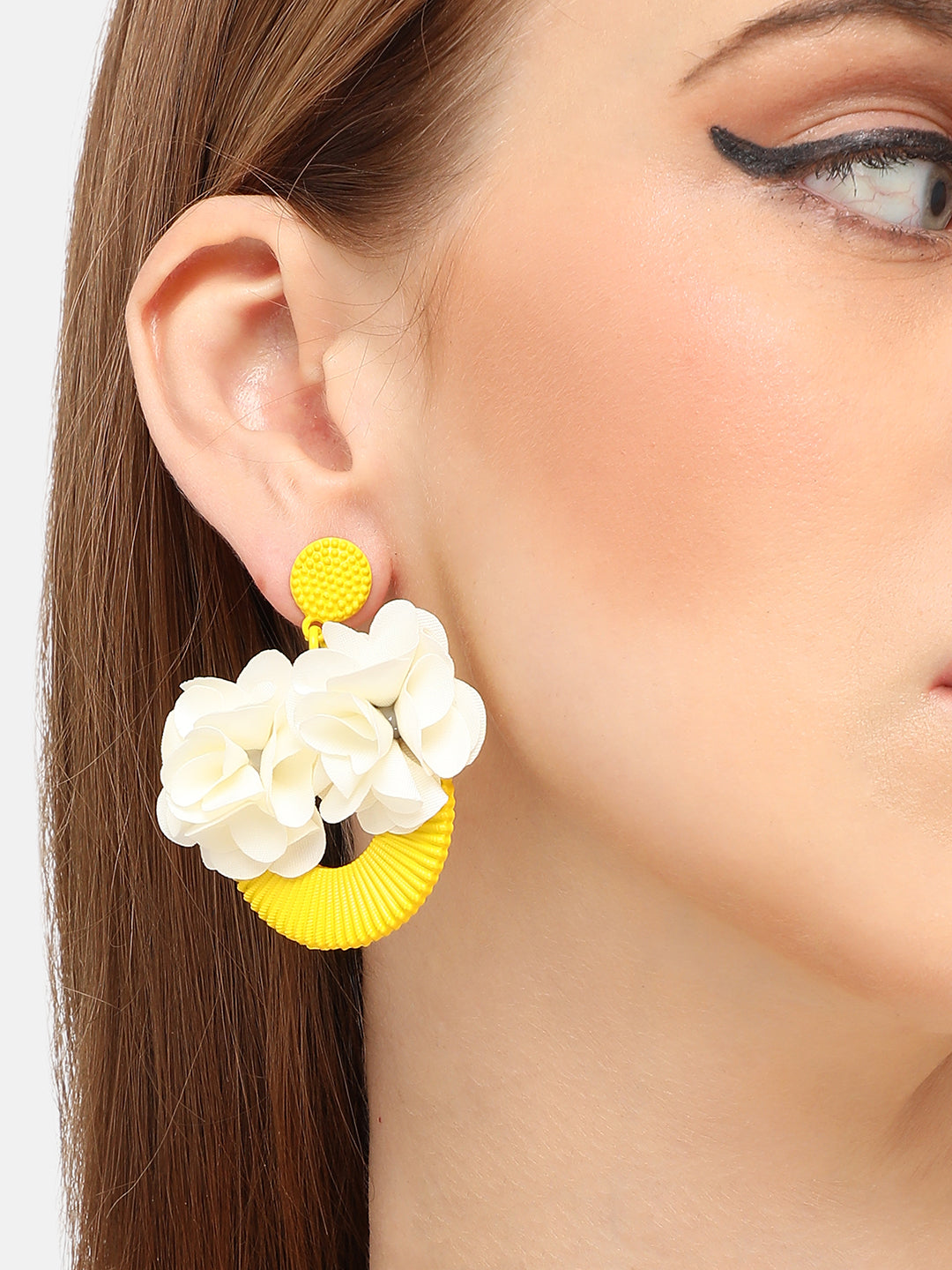 GOLD PLATED PARTY DESIGNER STONE DROP EARRING FOR WOMEN