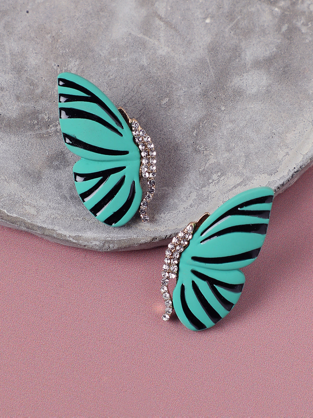 GOLD PLATED PARTY DESIGNER STONE STUD FOR WOMEN