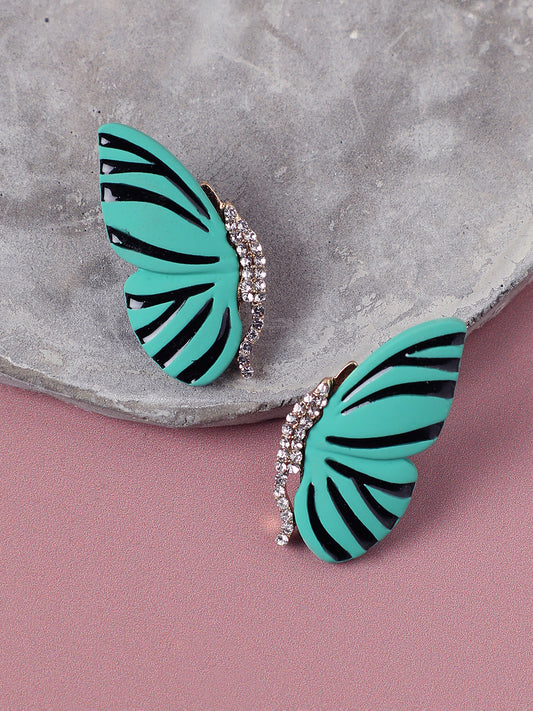 GOLD PLATED PARTY DESIGNER STONE STUD FOR WOMEN