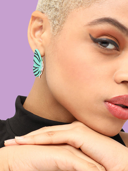 GOLD PLATED PARTY DESIGNER STONE STUD FOR WOMEN