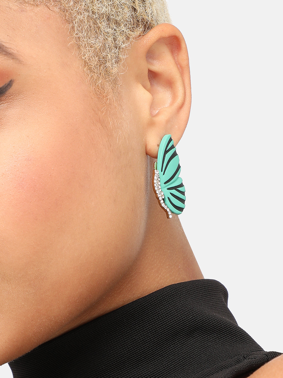 GOLD PLATED PARTY DESIGNER STONE STUD FOR WOMEN