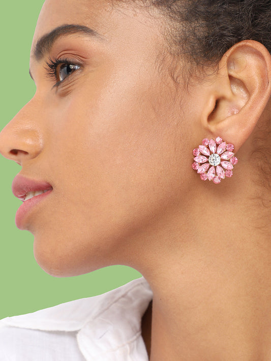 GOLD PLATED PARTY DESIGNER STONE STUD FOR WOMEN