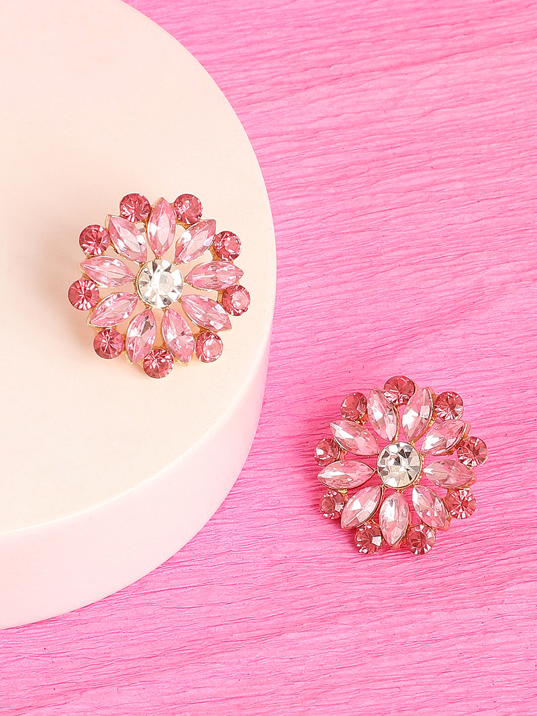 GOLD PLATED PARTY DESIGNER STONE STUD FOR WOMEN