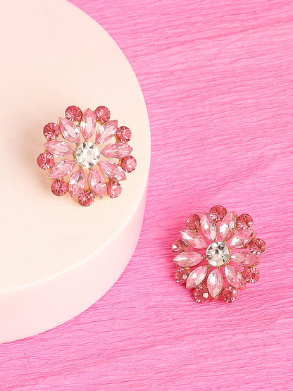 GOLD PLATED PARTY DESIGNER STONE STUD FOR WOMEN