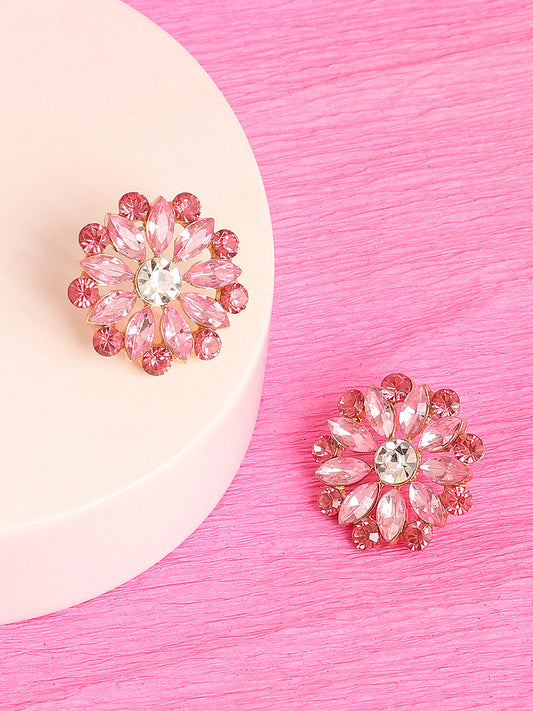 GOLD PLATED PARTY DESIGNER STONE STUD FOR WOMEN