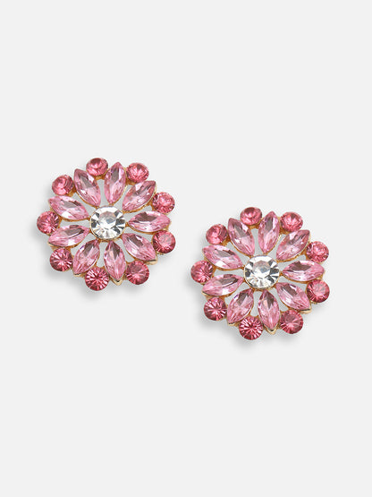 GOLD PLATED PARTY DESIGNER STONE STUD FOR WOMEN