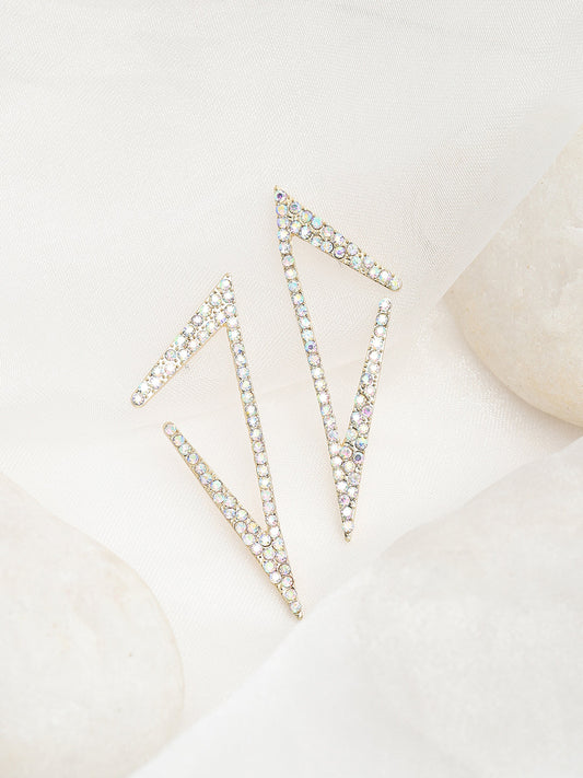 SILVER PLATED PARTY DESIGNER STONE DROP EARRING FOR WOMEN
