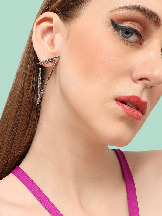 GOLD PLATED PARTY DESIGNER STONE DROP EARRING FOR WOMEN