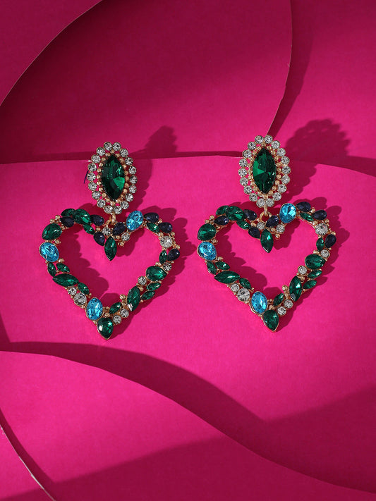 GOLD PLATED PARTY DESIGNER STONE DROP EARRING FOR WOMEN