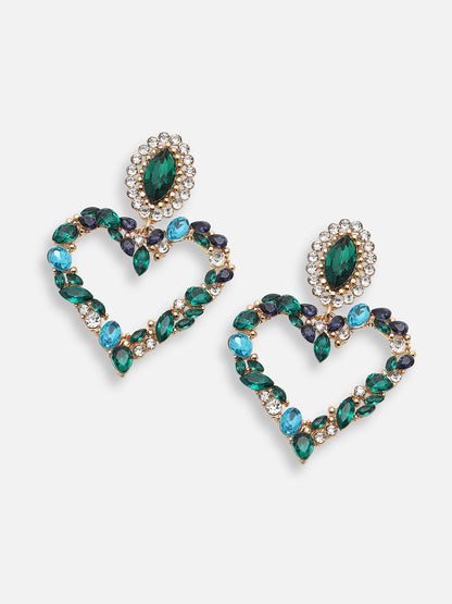 GOLD PLATED PARTY DESIGNER STONE DROP EARRING FOR WOMEN