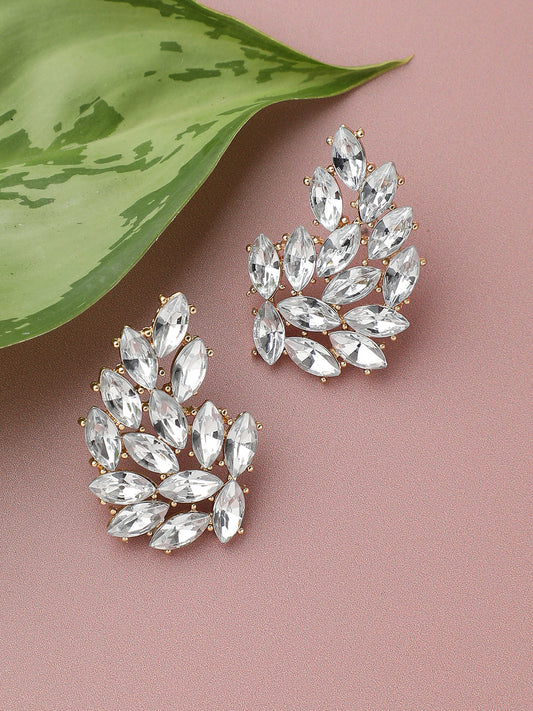 SILVER PLATED PARTY DESIGNER STONE DROP EARRING FOR WOMEN