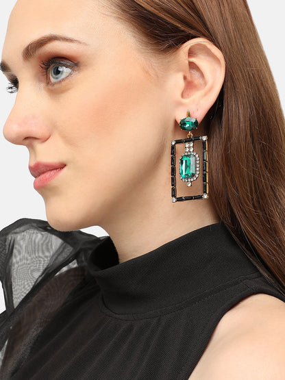 GOLD PLATED PARTY DESIGNER STONE DROP EARRING FOR WOMEN