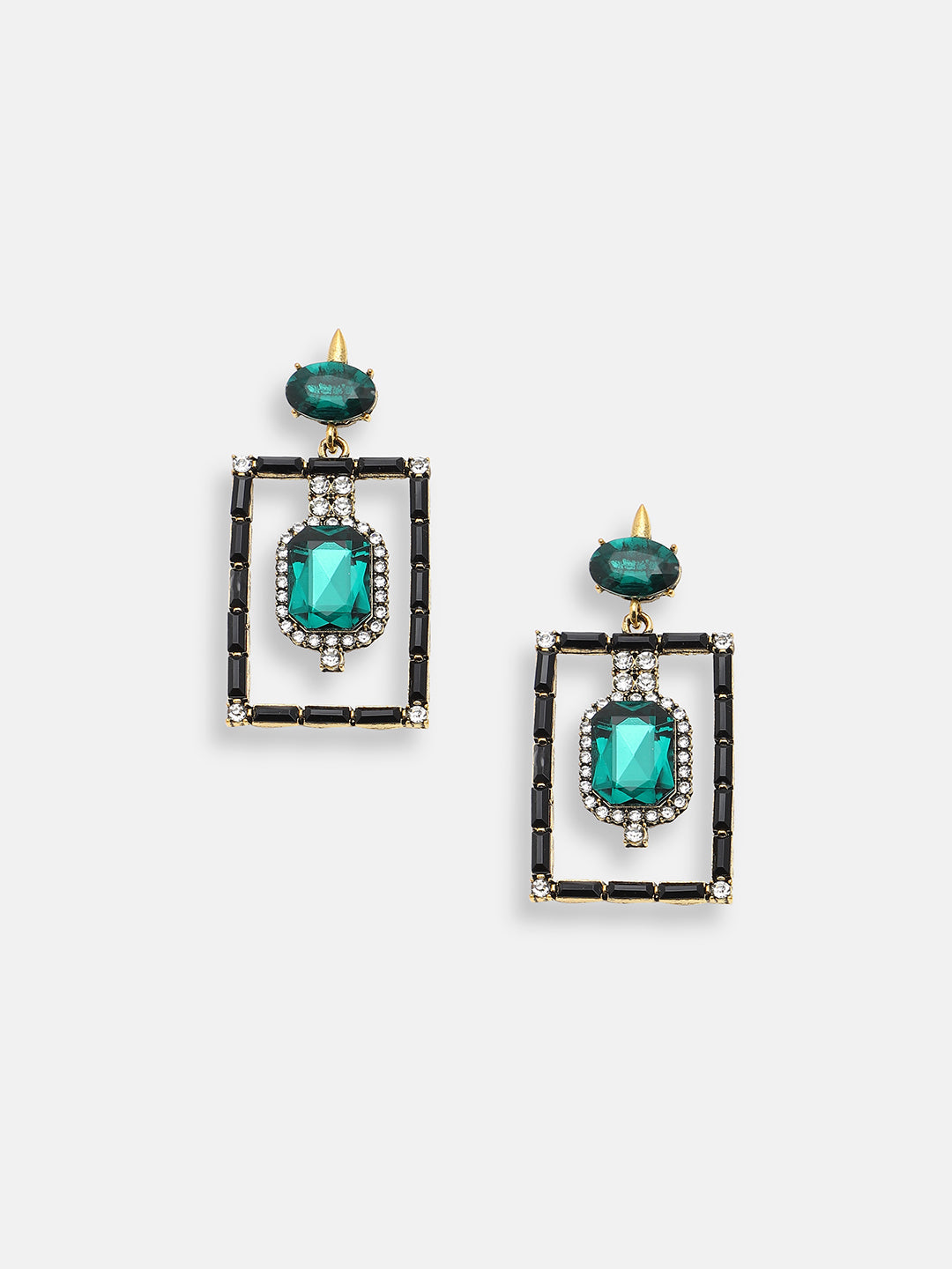 GOLD PLATED PARTY DESIGNER STONE DROP EARRING FOR WOMEN