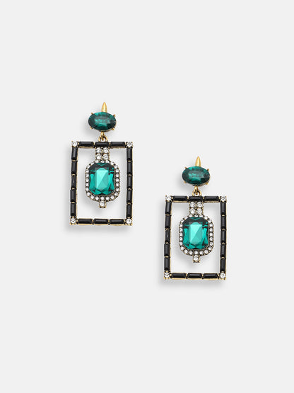 GOLD PLATED PARTY DESIGNER STONE DROP EARRING FOR WOMEN