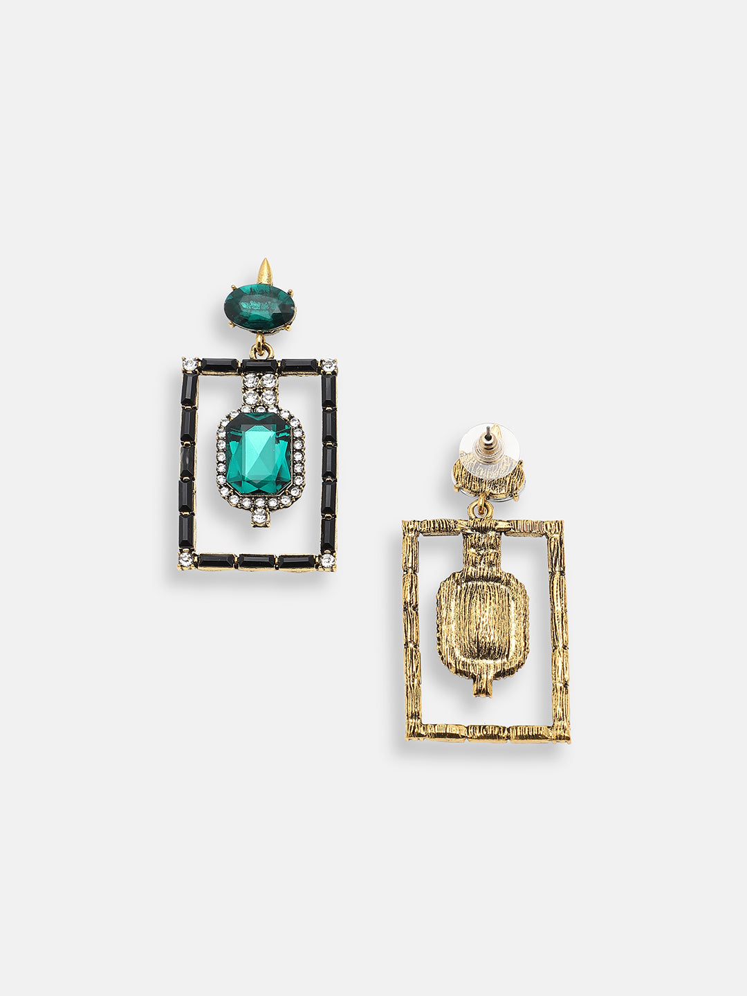 GOLD PLATED PARTY DESIGNER STONE DROP EARRING FOR WOMEN
