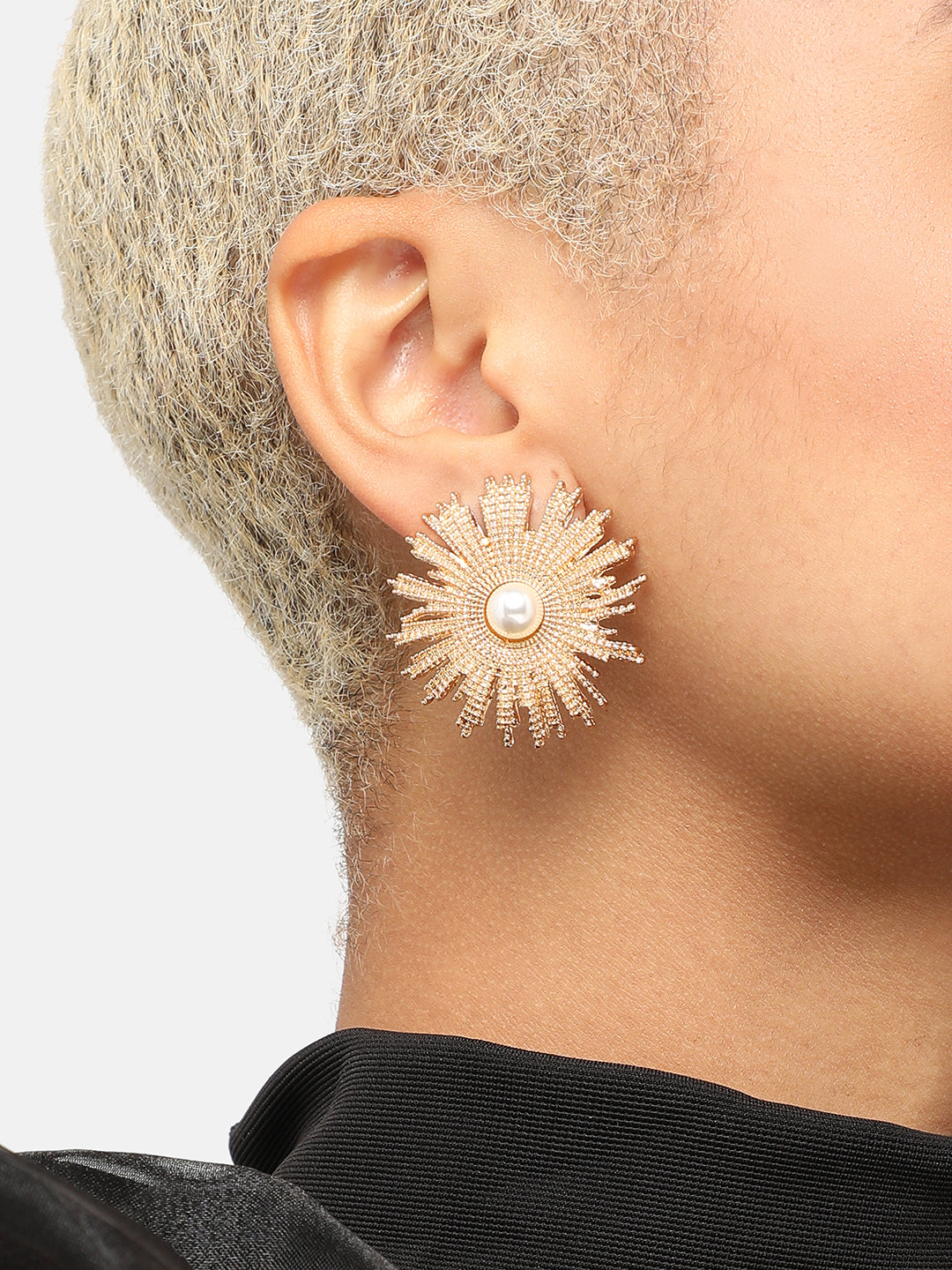 GOLD PLATED PARTY DESIGNER STONE STUD FOR WOMEN