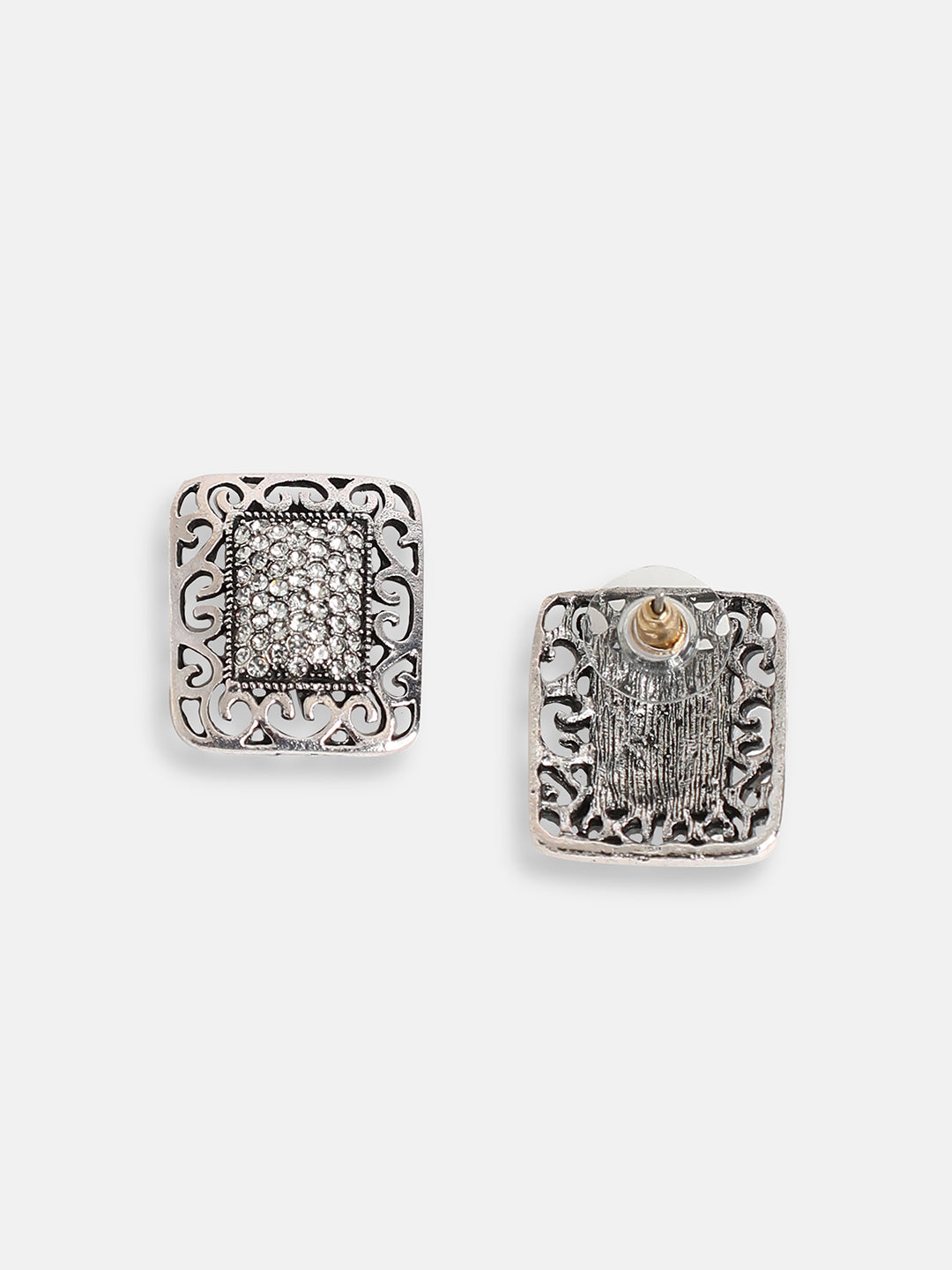 SILVER PLATED PARTY DESIGNER STONE STUD FOR WOMEN
