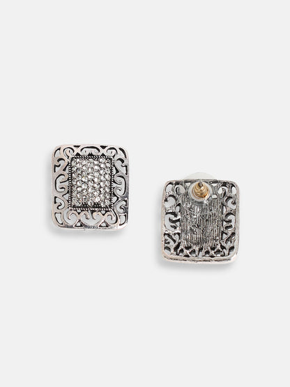SILVER PLATED PARTY DESIGNER STONE STUD FOR WOMEN