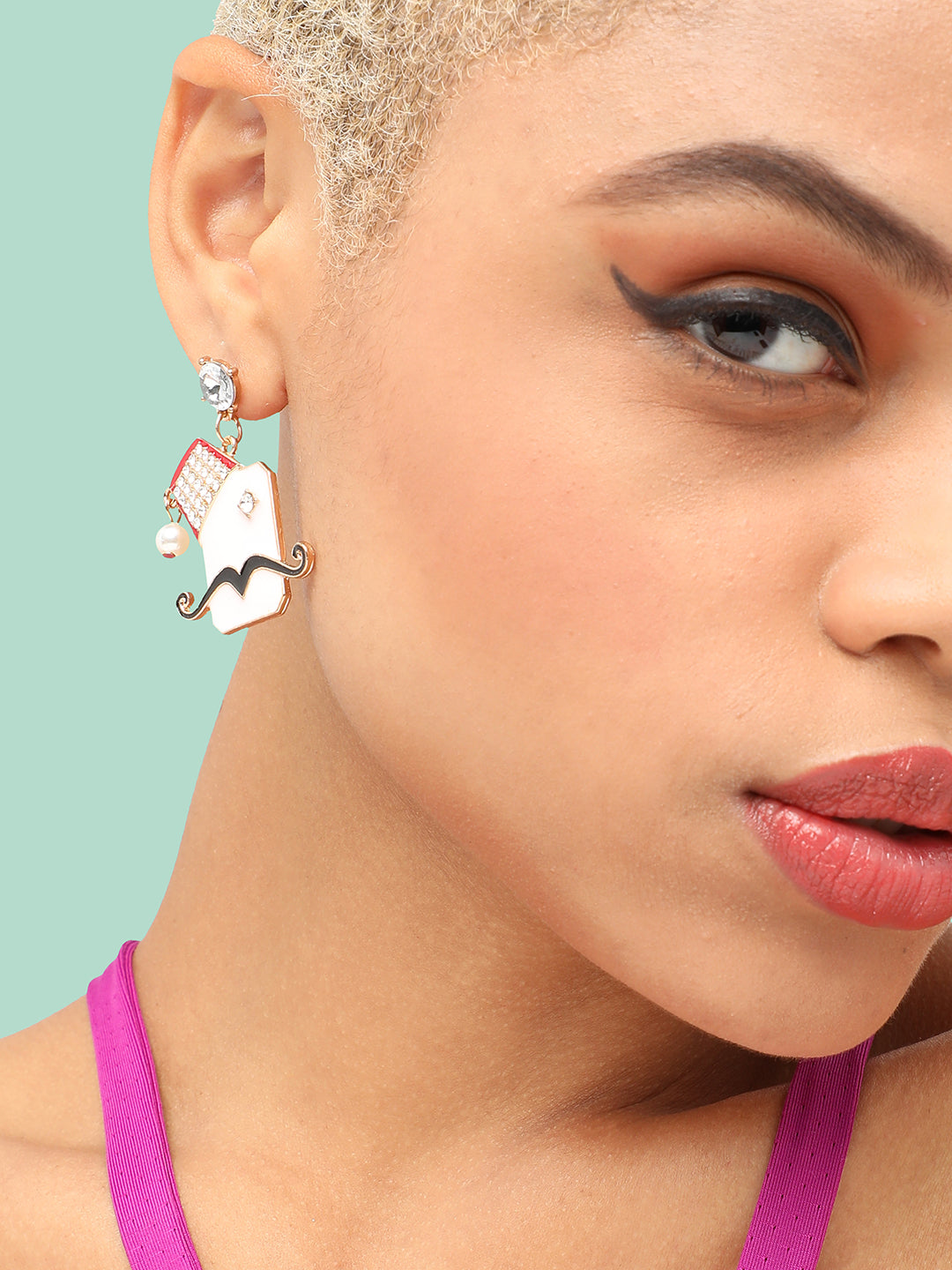 GOLD PLATED PARTY DESIGNER STONE DROP EARRING FOR WOMEN