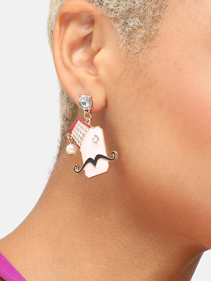 GOLD PLATED PARTY DESIGNER STONE DROP EARRING FOR WOMEN