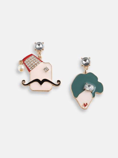 GOLD PLATED PARTY DESIGNER STONE DROP EARRING FOR WOMEN
