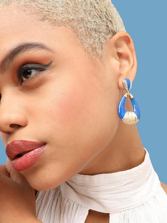 GOLD PLATED PARTY DESIGNER STONE DROP EARRING FOR WOMEN