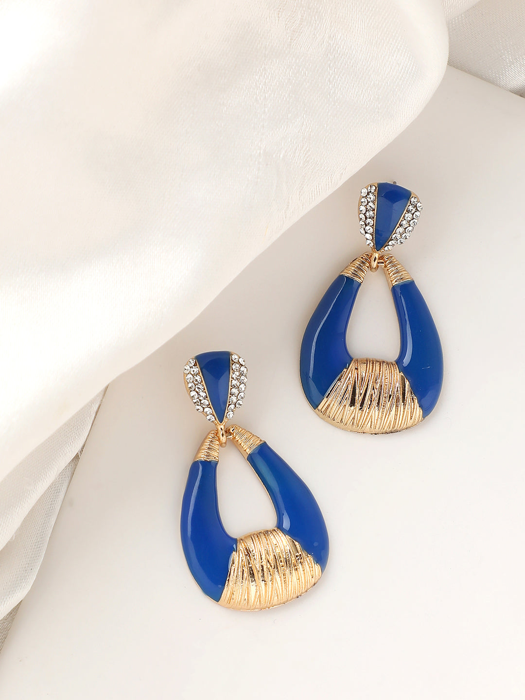 GOLD PLATED PARTY DESIGNER STONE DROP EARRING FOR WOMEN