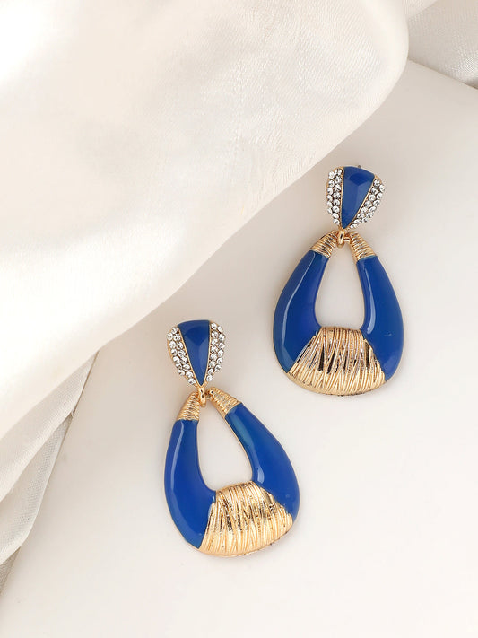 GOLD PLATED PARTY DESIGNER STONE DROP EARRING FOR WOMEN