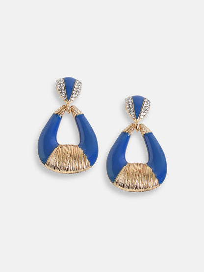GOLD PLATED PARTY DESIGNER STONE DROP EARRING FOR WOMEN