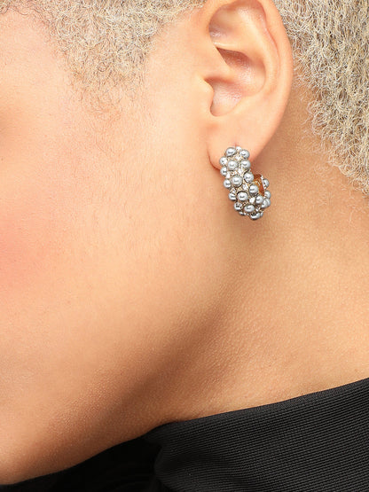 GOLD PLATED PARTY DESIGNER STONE HOOP EARRING FOR WOMEN