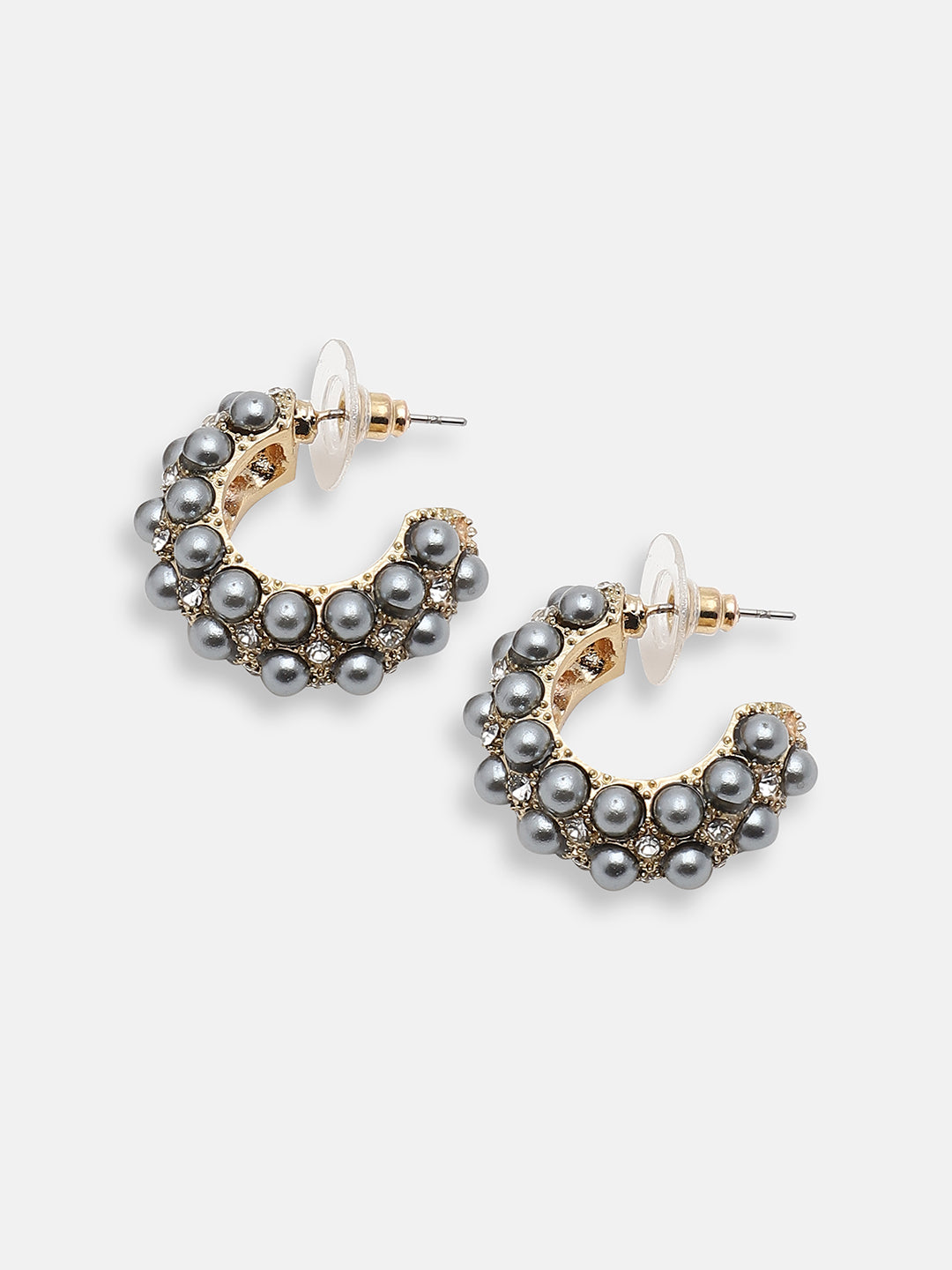 GOLD PLATED PARTY DESIGNER STONE HOOP EARRING FOR WOMEN