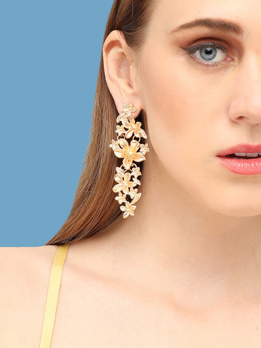 GOLD PLATED PARTY DESIGNER STONE DROP EARRING FOR WOMEN