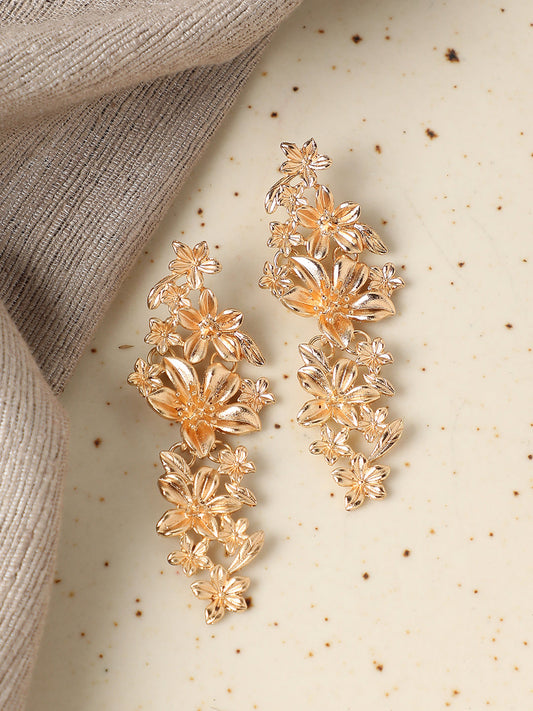 GOLD PLATED PARTY DESIGNER STONE DROP EARRING FOR WOMEN