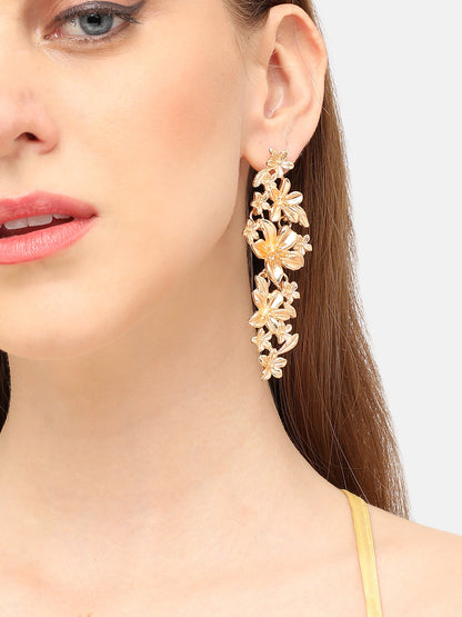 GOLD PLATED PARTY DESIGNER STONE DROP EARRING FOR WOMEN