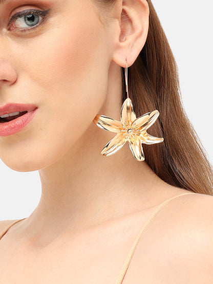 GOLD PLATED PARTY DESIGNER STONE DROP EARRING FOR WOMEN