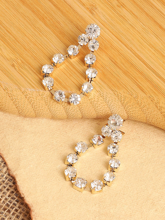 GOLD PLATED PARTY DESIGNER STONE DROP EARRING FOR WOMEN