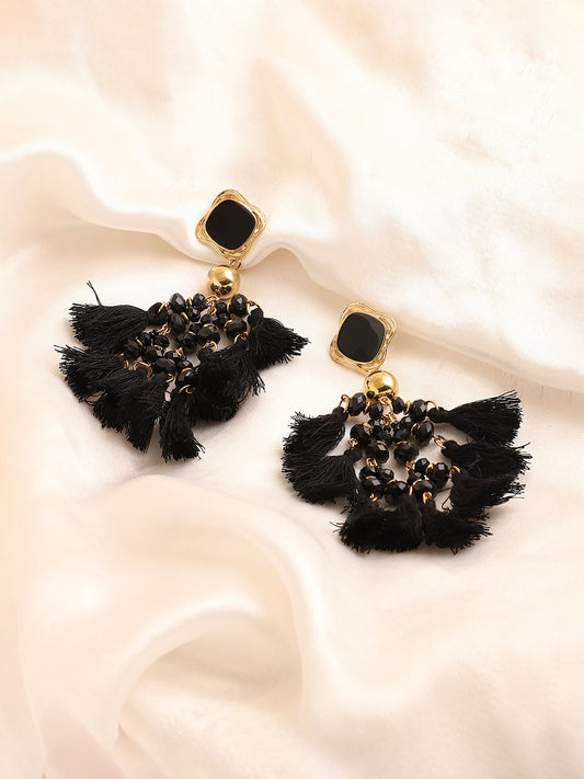 GOLD PLATED PARTY DESIGNER STONE DROP EARRING FOR WOMEN