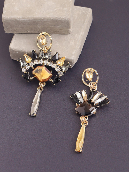 GOLD PLATED PARTY DESIGNER STONE DROP EARRING FOR WOMEN