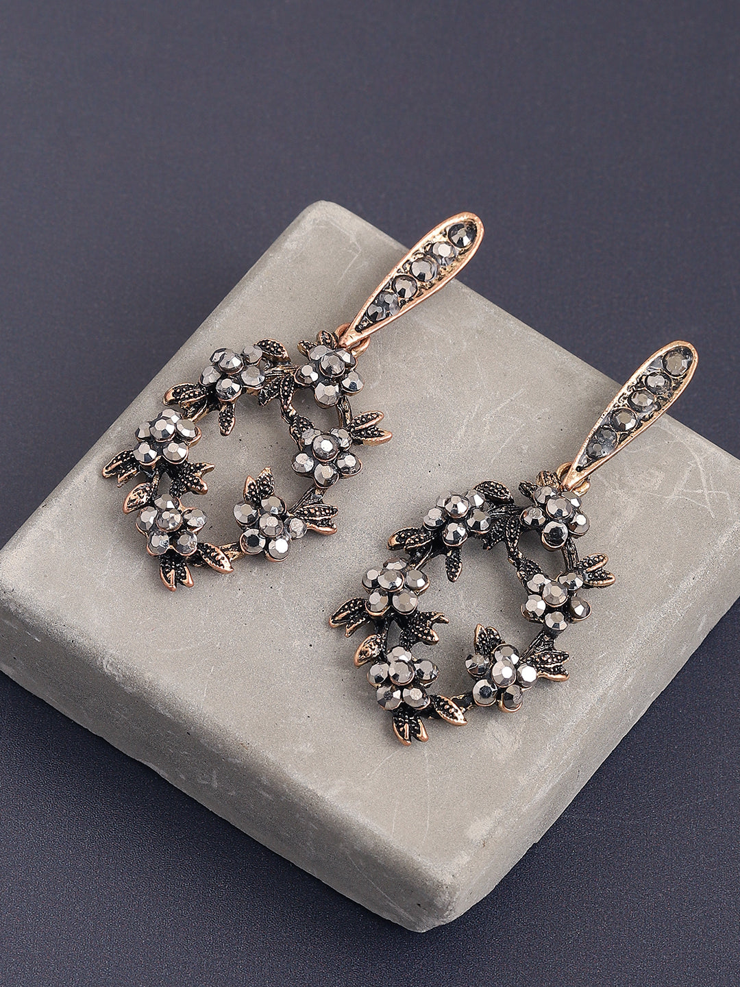 GOLD PLATED PARTY DESIGNER STONE DROP EARRING FOR WOMEN